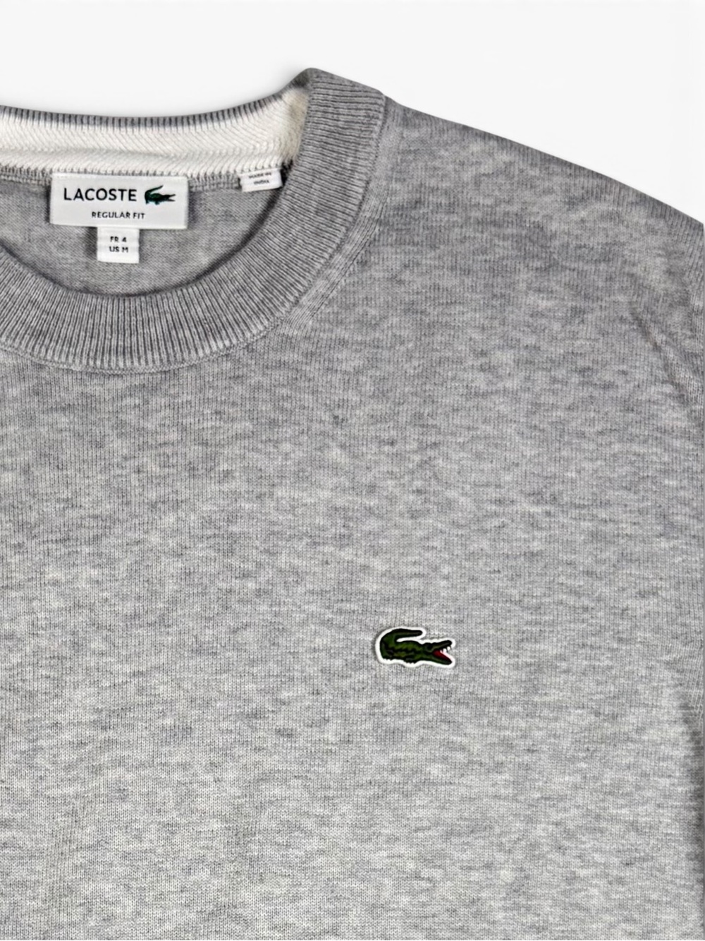 Lacoste Regular Fit Cotton Crewneck Sweater Gray Medium